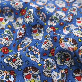 Tissus popeline 100% coton imprimé tête mort mexicaine calaveras