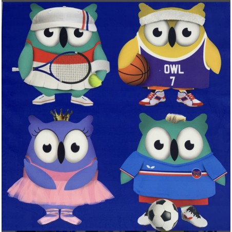 Carré velours imprimés hiboux sportifs - Marseille Textiles