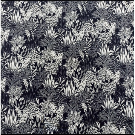 Tissu viscose imprimé feuillages - Marseille Textiles