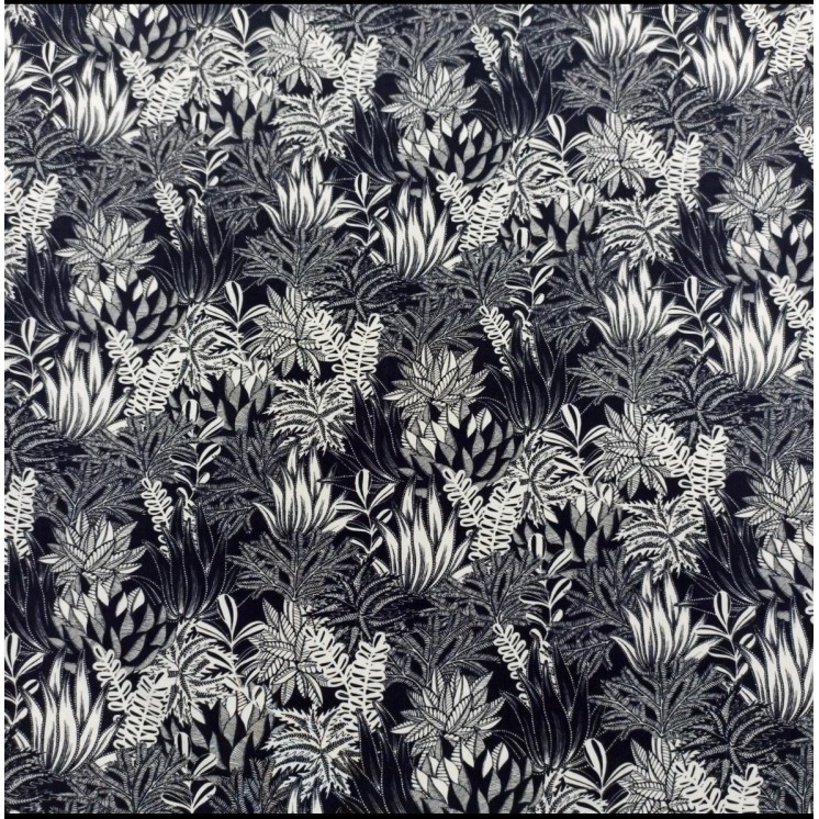 Tissus 100% viscose imprimé noir et blanc