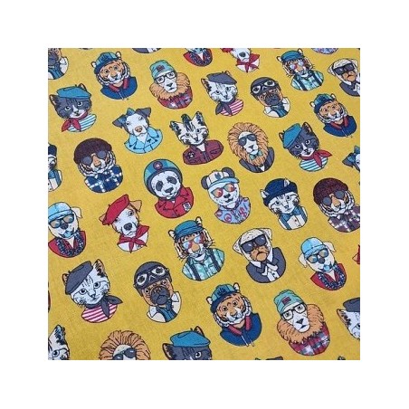 Tissu coton imprimé chats et chiens - Marseille Textiles