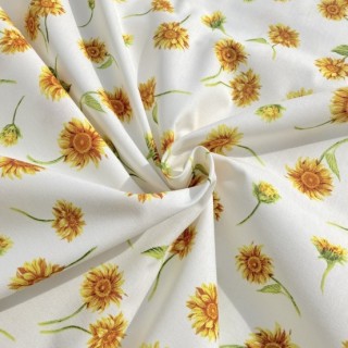 Tissus Coton imprimé tournesols - Marseille Textiles