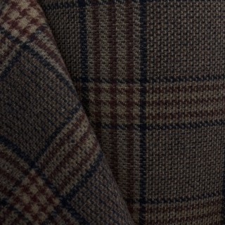 Lainage à carreaux Marron - Marseille Textiles