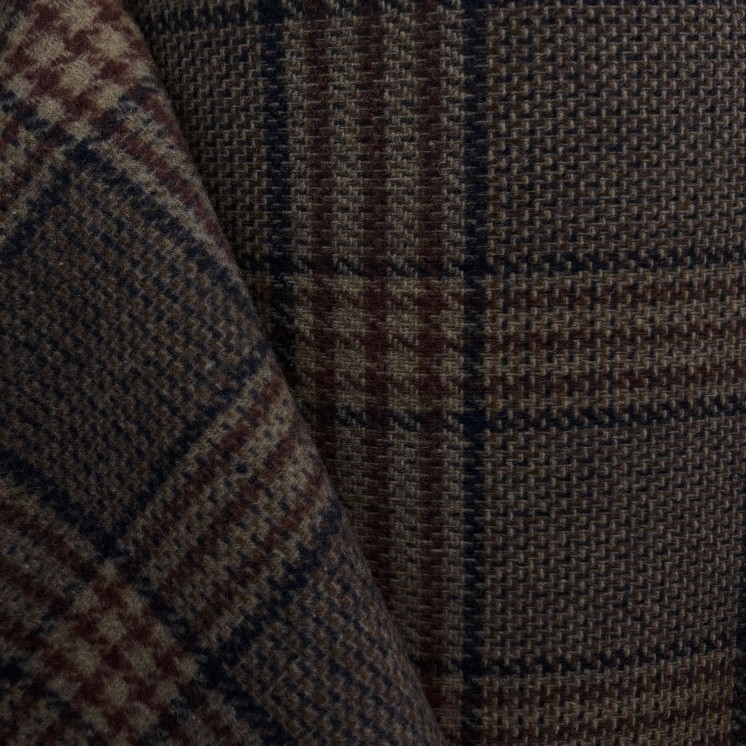 Lainage à carreaux Marron - Marseille Textiles