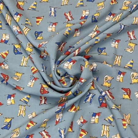 Tissu viscose imprimé drapeau - Marseille textiles