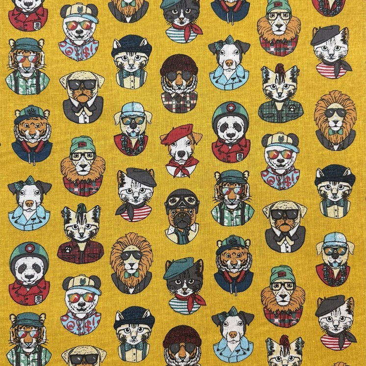 Tissu coton imprimé chats et chiens - Marseille Textiles