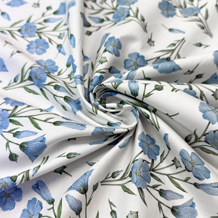 Coton Fleurs Bleues - Marseille Textiles