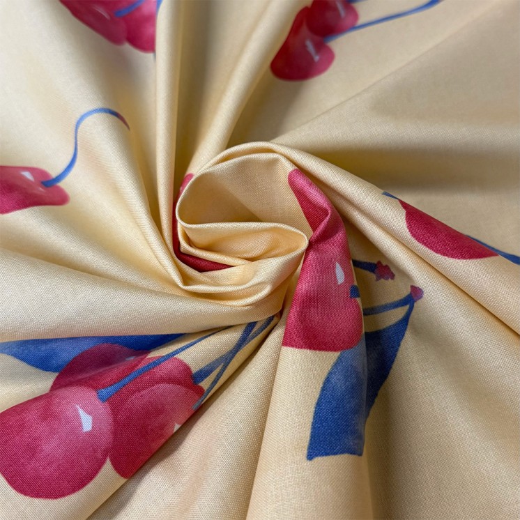 Coton imprimé cerises - Marseille Textiles