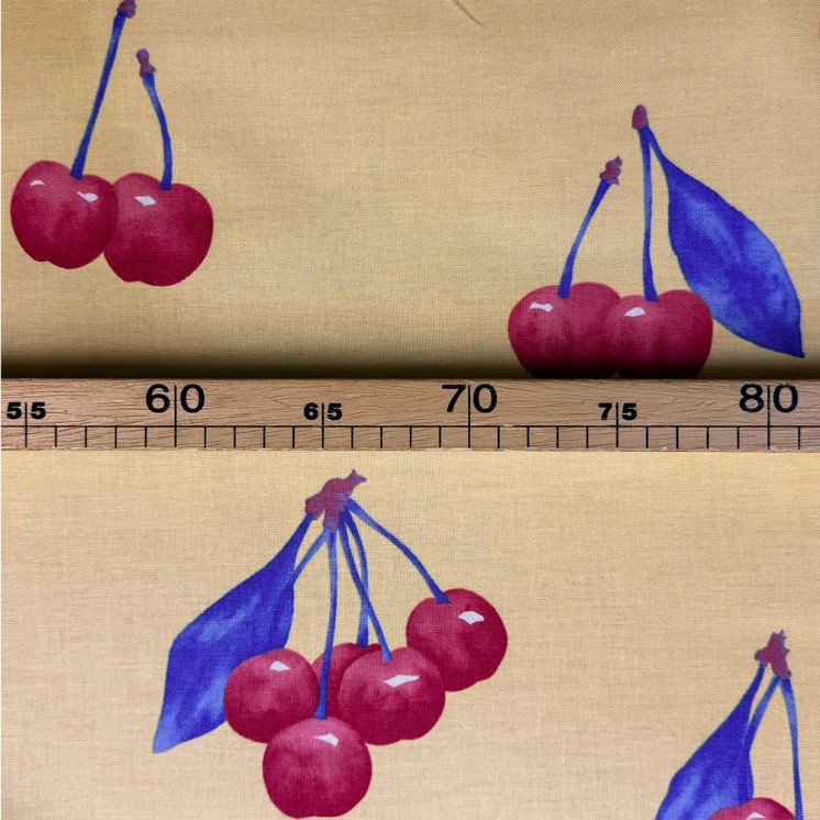 Coton imprimé cerises - Marseille Textiles