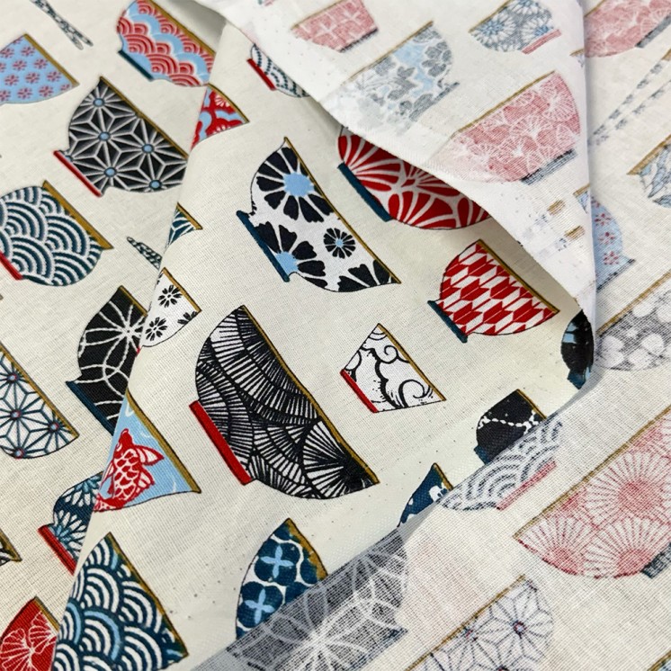 Cretonne Motifs Bols Japonais - Marseille Textiles
