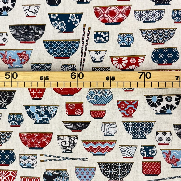 Cretonne Motifs Bols Japonais - Marseille Textiles