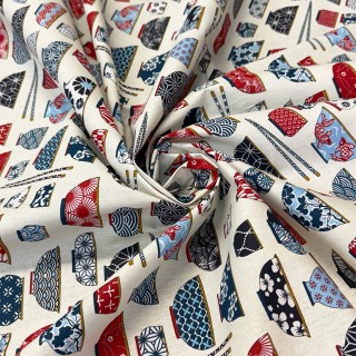 Cretonne Motifs Bols Japonais - Marseille Textiles