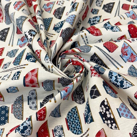 Cretonne Motifs Bols Japonais - Marseille Textiles