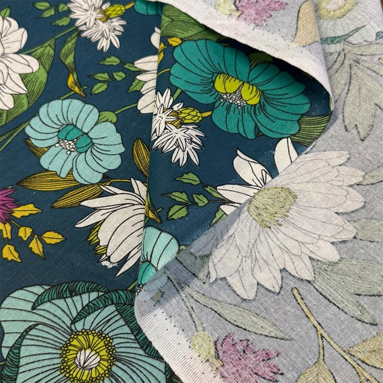 Cretonne Motifs Jardin Fleuri - Marseille Textiles