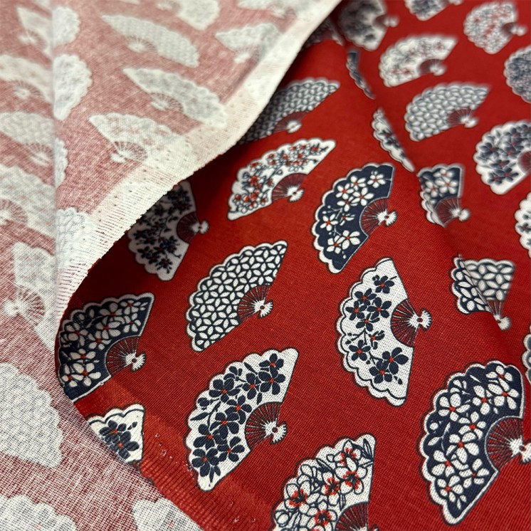 Cretonne Motifs éventails Japonais - Marseille Textiles