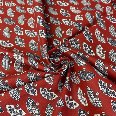 Cretonne Motifs éventails Japonais - Marseille Textiles