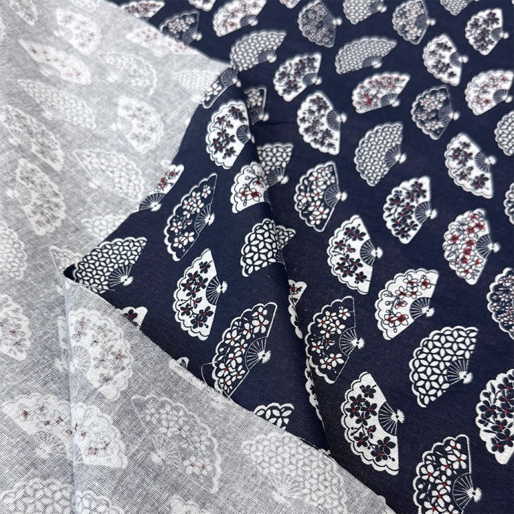Cretonne Motifs éventails Japonais - Marseille Textiles