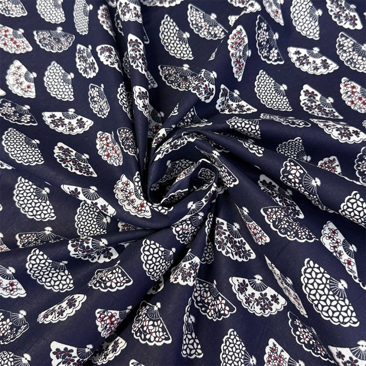 Cretonne Motifs éventails Japonais - Marseille Textiles