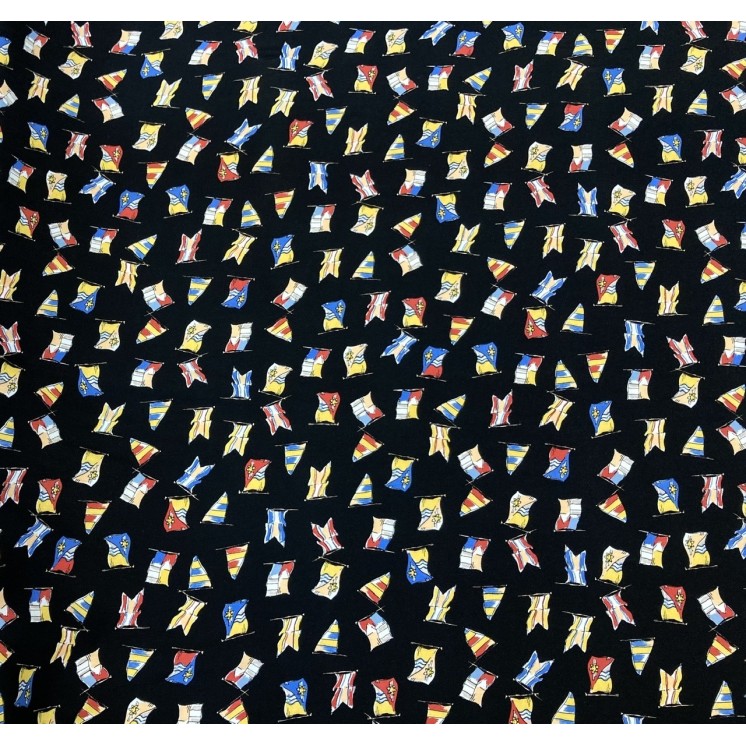 Tissu viscose imprimé drapeau - Marseille textiles