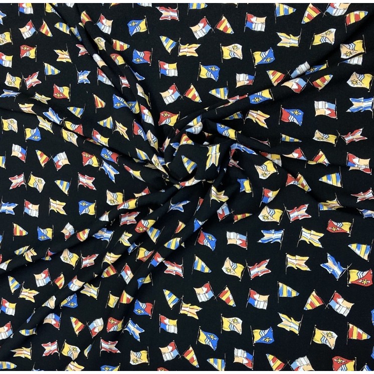 Tissu viscose imprimé drapeau - Marseille textiles