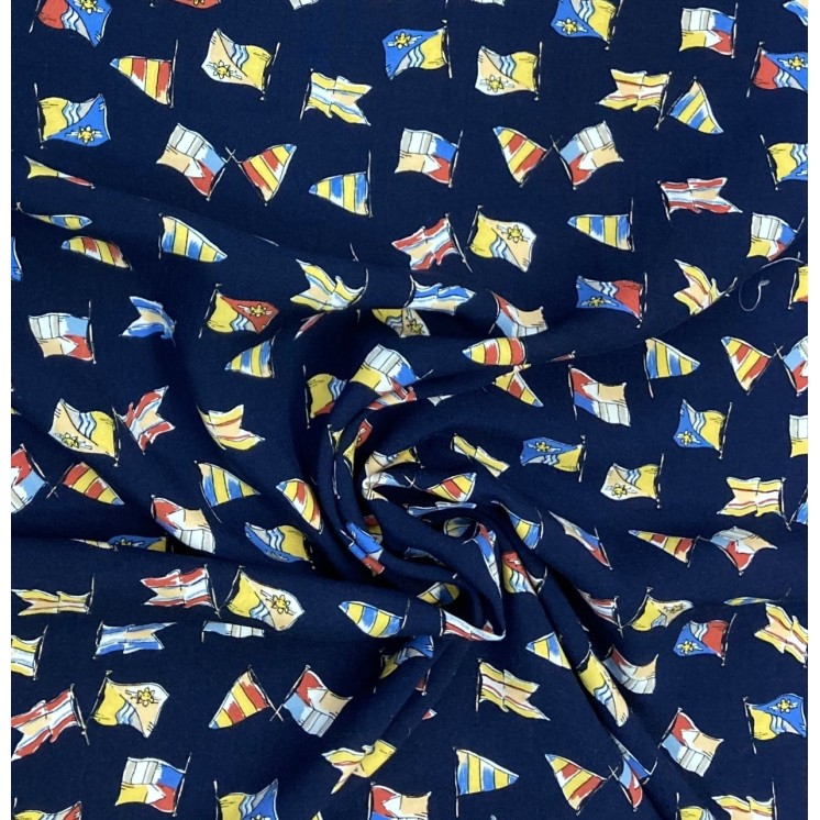 Tissu viscose imprimé drapeau - Marseille textiles