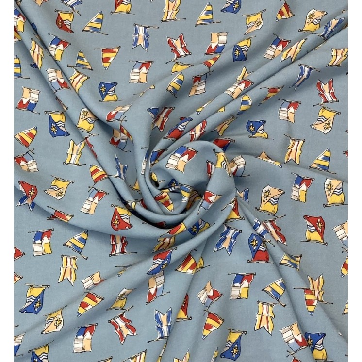Tissu viscose imprimé drapeau - Marseille textiles