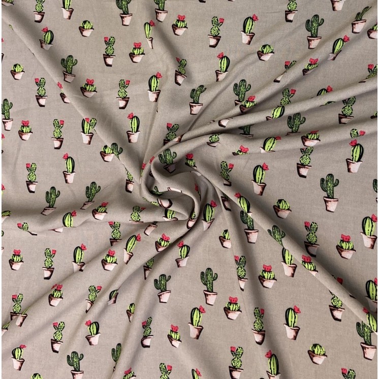 tissu viscose imprimé cactus , marseille textiles