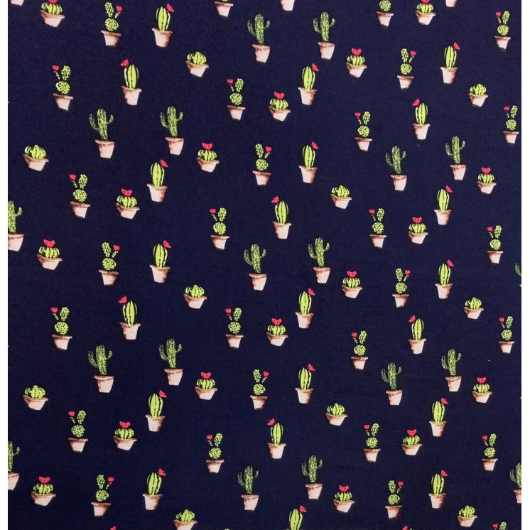 tissu viscose imprimé cactus , marseille textiles