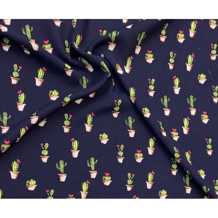 tissu viscose imprimé cactus , marseille textiles